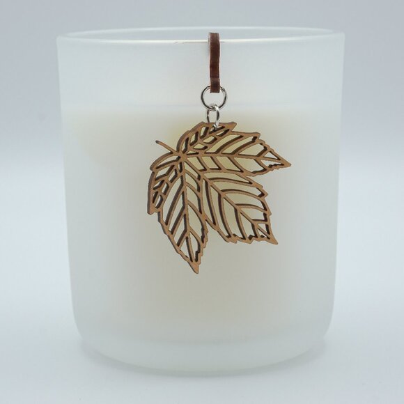 Handcrafted Cherry Wood Leaf Candle Charms |  Rustic Candle Jewelry - Picture 1 of 7